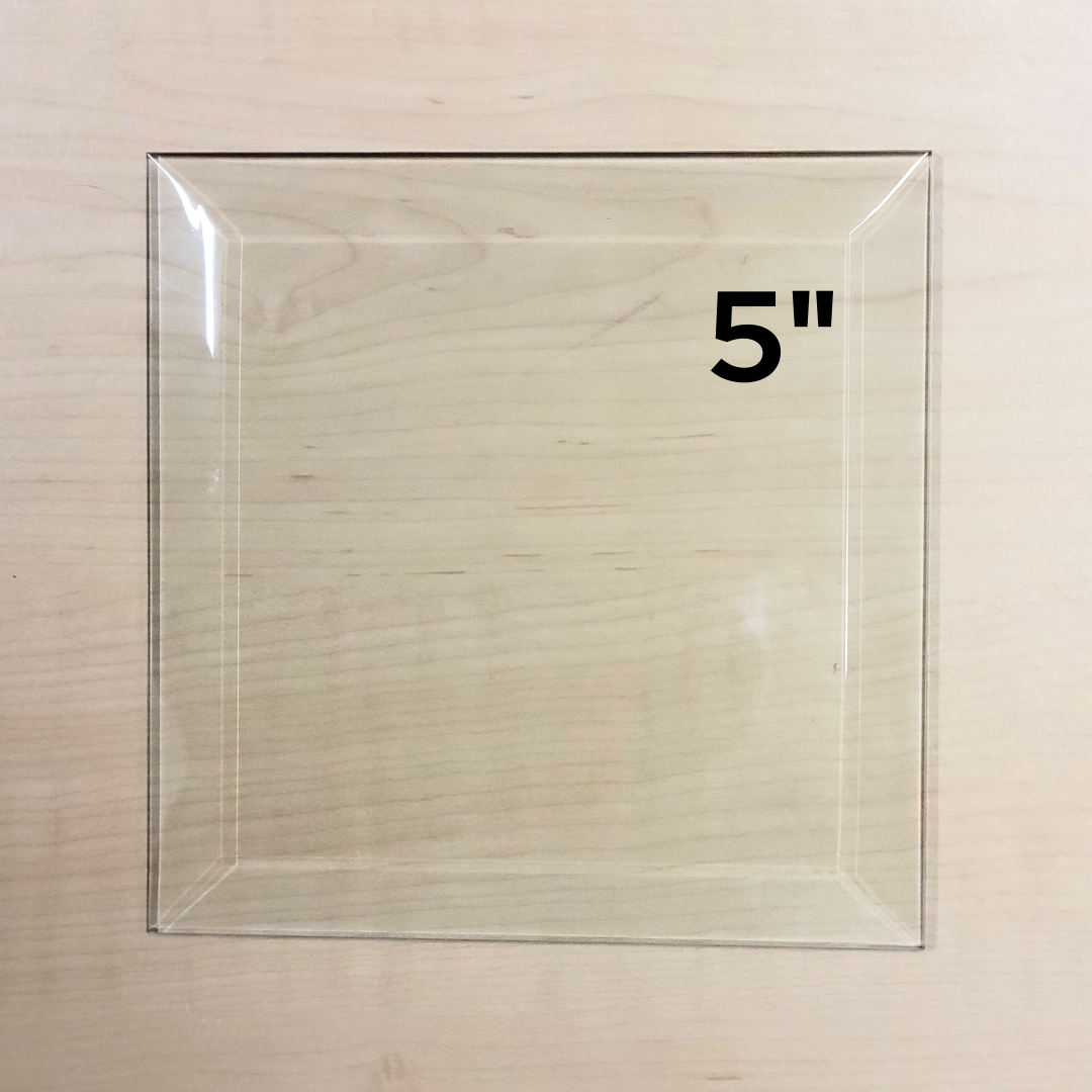 5" Clear Bevel Glass Square (5 inch) | 4 or 10 Pack